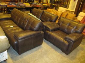 Brown Leather 3+2+1 Lounge Suite