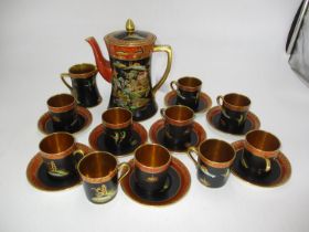 Carltonware Chinoiserie Decorated Mikado Coffee Pot, Cream Jug, 10 Coffee Cups and 8 Saucers, No.