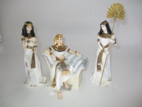 Three Compton & Woodhouse Royal Worcester The Court of Tutankhamun Figures, The Wine Pourer, The Fan