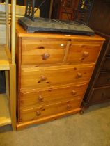 Modern Pine Chest of 5 Drawers, 74cm