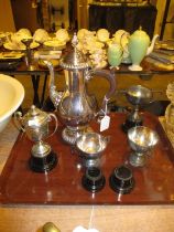 Barker Ellis Silver Plated Coffee Pot and 4 Trophies