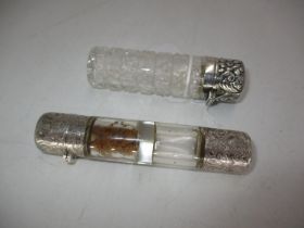 Victorian Silver and Glass Double End Scent Bottle, Birmingham 1888, along with a Silver and Cut