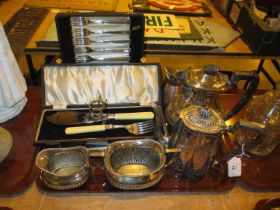 Small Silver Stand and a Selection of Silver Plated Items