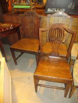 Three Georgian Oak Dining Chairs