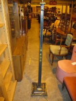 Chinoiserie Lacquer Square Pillar Standard Lamp with Shade