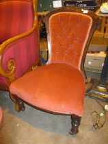 Victorian Parlour Chair on Turned Legs