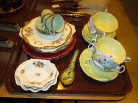 Set of 6 Hand Painted Soup Cups and Saucers and Other Ceramics