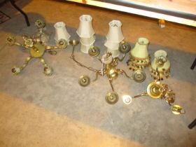 Three Brass Pendant Light Fittings