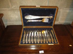 Alexander Scott Cased Set of Fish Knives and Forks with Servers, 12 place setting