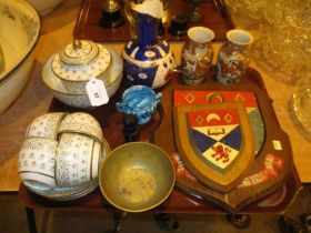 Two Shield Plaques, Victorian Ceramics, Glass etc
