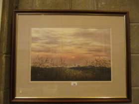 Jackie Gardiner, Pastels, Sunset Over Fields, 35x53cm