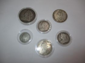 Six Victorian Coins 1888, 1897, 1891, 1898, 1901, 1880