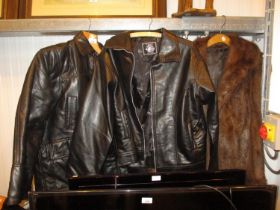 Two Leather Jackets and a Fur Coat