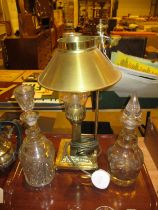 Two Victorian Decanters and a Lamp