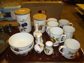 Selection of Royal Worcester Evesham Vale Cups, Storage Jars etc