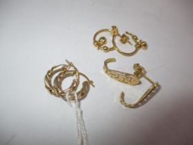 Three Pairs of 18ct Gold Earrings, 7.3g