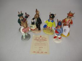 Six Royal Doulton Bunnykins, Dated 1997 to 1999, All in Special Editions of 1500-3000, One with