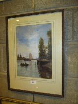 Alfred S Edward, RBA, Scottish 1852-1915, Oil Painting, On The Meuse Near Dordecht Holland, 35x25cm