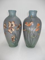 Pair of Mettlach Pottery Vases having Incised Floral Decoration, No. 2535, 28cm
