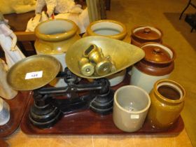 Kitchen Scales and Pottery Jars