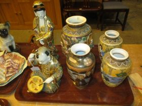 Four Japanese Vases and 2 Figures