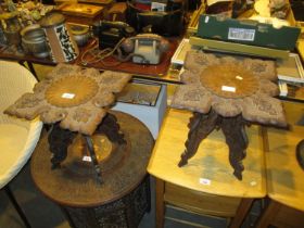 Pair of Eastern Carved Wood Plant Tables