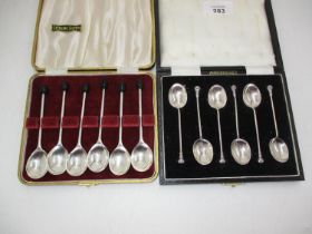 Two Cased Sets of 6 Silver Coffee Spoons, Birmingham 1958 and Sheffield 1957