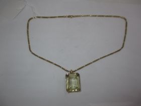 9ct Gold Chain 9g, along with a Large 9ct Gold and Citrine Pendant