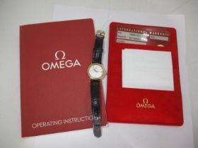 Ladies 18ct Gold Omega Watch Ref. 079803101, with Papers, Presentation Engraved