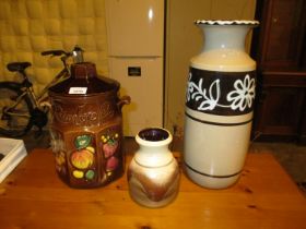 Two West German Pottery Vases and a Rumtopft