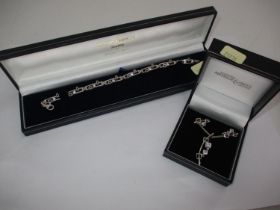Silver and Stone Set Suite of Jewellery Comprising a Bracelet, Necklace and Earrings