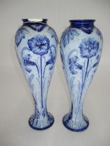 Pair of MacIntyre Florian Ware Vases Signed W. Moorcroft, 30cm,, heavily repaired and not well done