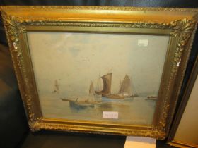 David Ramsay Sellars (Scottish 1854-1922), Watercolour, Fishing Boats Titled All Home, 22x28cm