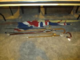Two Shooting Sticks, 2 Walking Sticks and 2 Flags