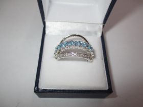 Blue and White Topaz and Gemstone Double Sided Flip Eternity Ring