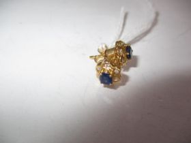 Pair of 18ct Gold Sapphire and Diamond Earrings, 2g