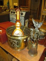 Brass Jardinière, Companion Set, Toasting Fork and a Barometer