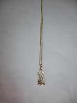 14ct Gold Necklace with Chinese Character Pendant, 5.4g