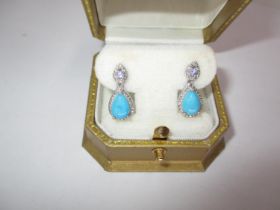 Turquoise, Tanzanite and Diamond Earrings