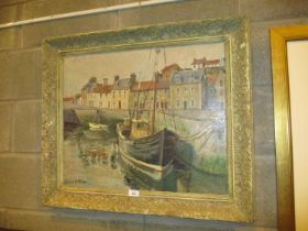 Livingstone, Oil on Canvas, East Neuk Fishing Harbour, 50x60cm