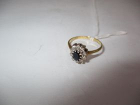18ct Gold Sapphire and Diamond Cluster Ring, 2.4g, Size L