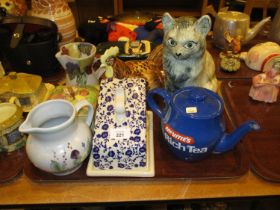 Pottery Cat, Cheese Dish, Honeycomb Box etc