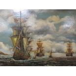 A GILT FRAMED OIL ON BOARD OF DUTCH SAIL SHIPS, INDISTINCTLY SIGNED LOWER LEFT G. RODERICK;