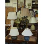 A COLLECTION OF SEVEN ASSORTED TABLE LAMPS