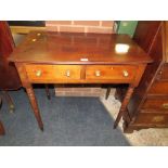 AN ANTIQUE MAHOGANY TWO DRAWER SIDE TABLE W-81 CM