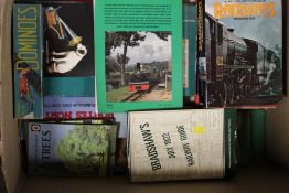 A TRAY OF ASSORTED BOOKS TO INCLUDE STEAM RAILWAY EXAMPLES