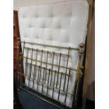 A VICTORIAN STYLE BRASS EFFECT DOUBLE BED FRAME WITH M&S MATTRESS