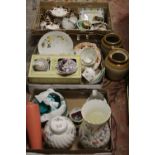 THREE TRAYS OF ASSORTED CERAMIC TO INC WEDGWOOD WILD STRAWBERRY, WEDGWOOD AVEBURY ETC.