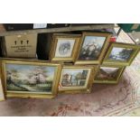 A QUANTITY OF GILT FRAMED PICTURES TO INCLUDE A SMALL PARISIAN STYLE OIL ON CANVAS