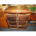 A VINTAGE OPEN FRONTED SIX DRAWER CABINET H-99 W-71 CM